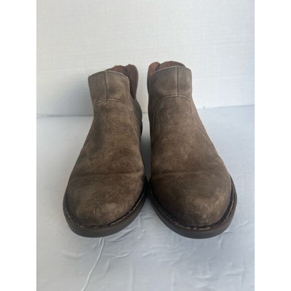 Born Distressed Brown Leather Western Ankle Comfort Rubber Sole Bootie Boots 8.5 - Picture 5 of 13